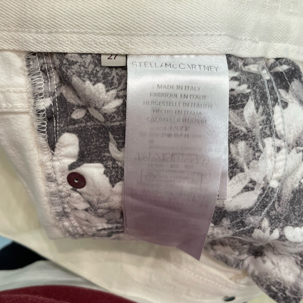 Stella McCartney EUC Sz 27 Embroidered Light Cream Jeans/Pants. - Picture 12 of 14